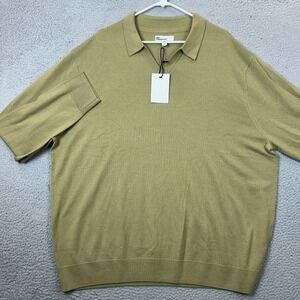 NEW The Commons Polo Sweater Mens 2XL Sage Green Wool Knit Casual Long Sleeve